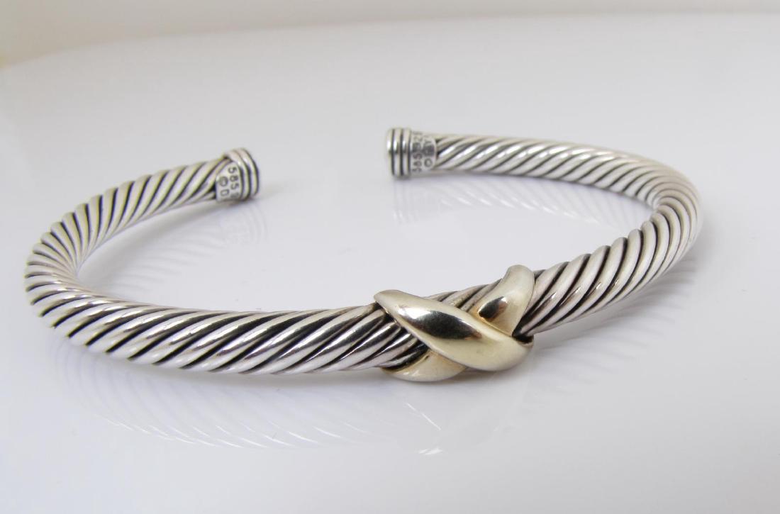 David Yurman X Cuff Bracelet, Sterling, 14K (1 of 1)