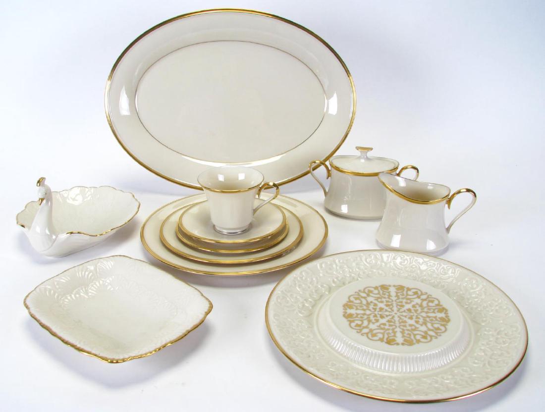 Set of Lenox 'Eternal' China, 131 pieces: Set of Lenox 'Eternal' China, 131 pieces including: (12) dinner plates, (24) salad plates, (20) bread and butter plates, (12) cups and saucers, (12) dessert bowls, (8) salad bowls, (8) bouillon cups;