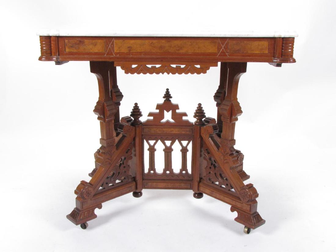 Victorian Walnut Marble Top Side Table (1 of 5)