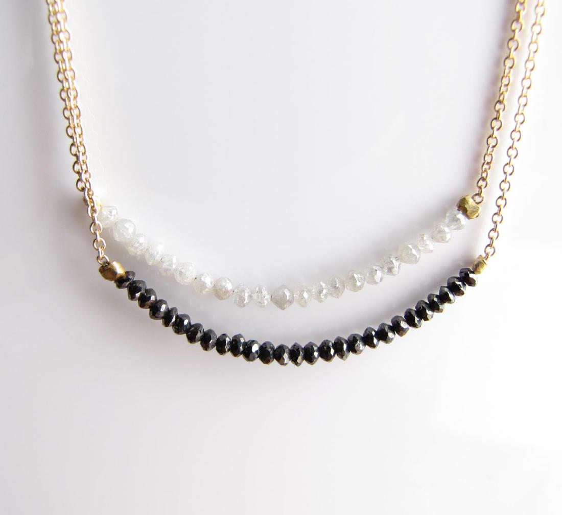 14K Yellow Gold Double Diamond Bead Bar Necklace (1 of 1)