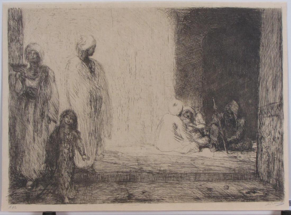 Marius Bauer Etching, "Street in Luxor" (1 of 3)