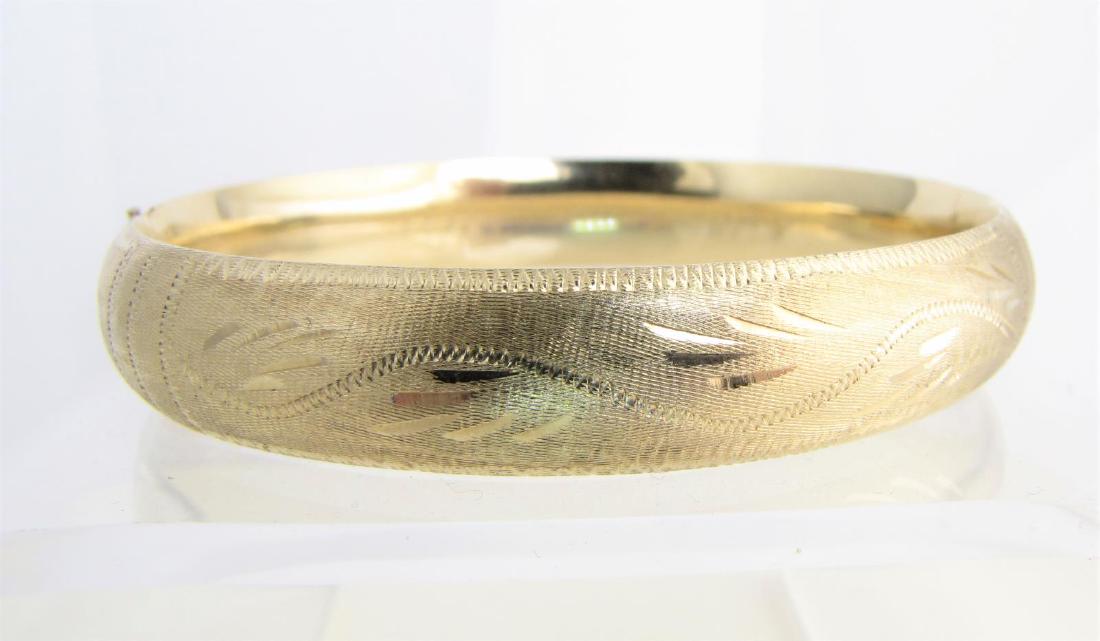 14K Yellow Gold Engraved Bangle Bracelet (1 of 2)