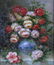 Kenyan 24 x 20 Oil on Canvas Peonies in Vase - 2