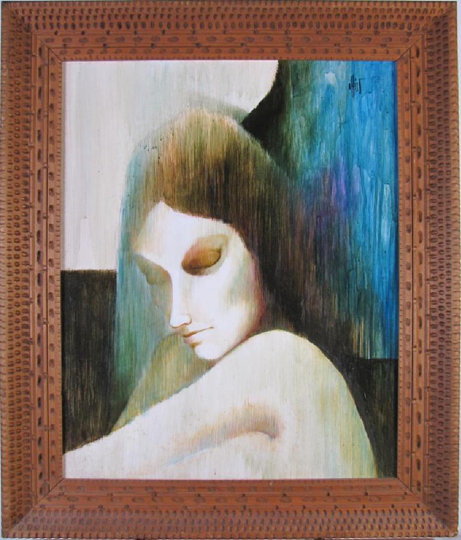 Unclearly Signed 28x22 O/B "Magic Woman" (1 of 4)