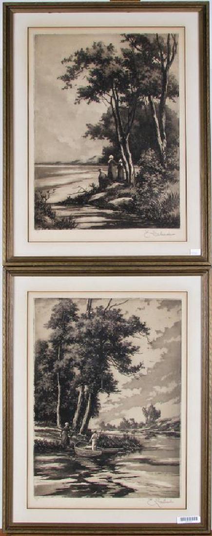 Two Etchings by E Laborde (France) (1 of 9)