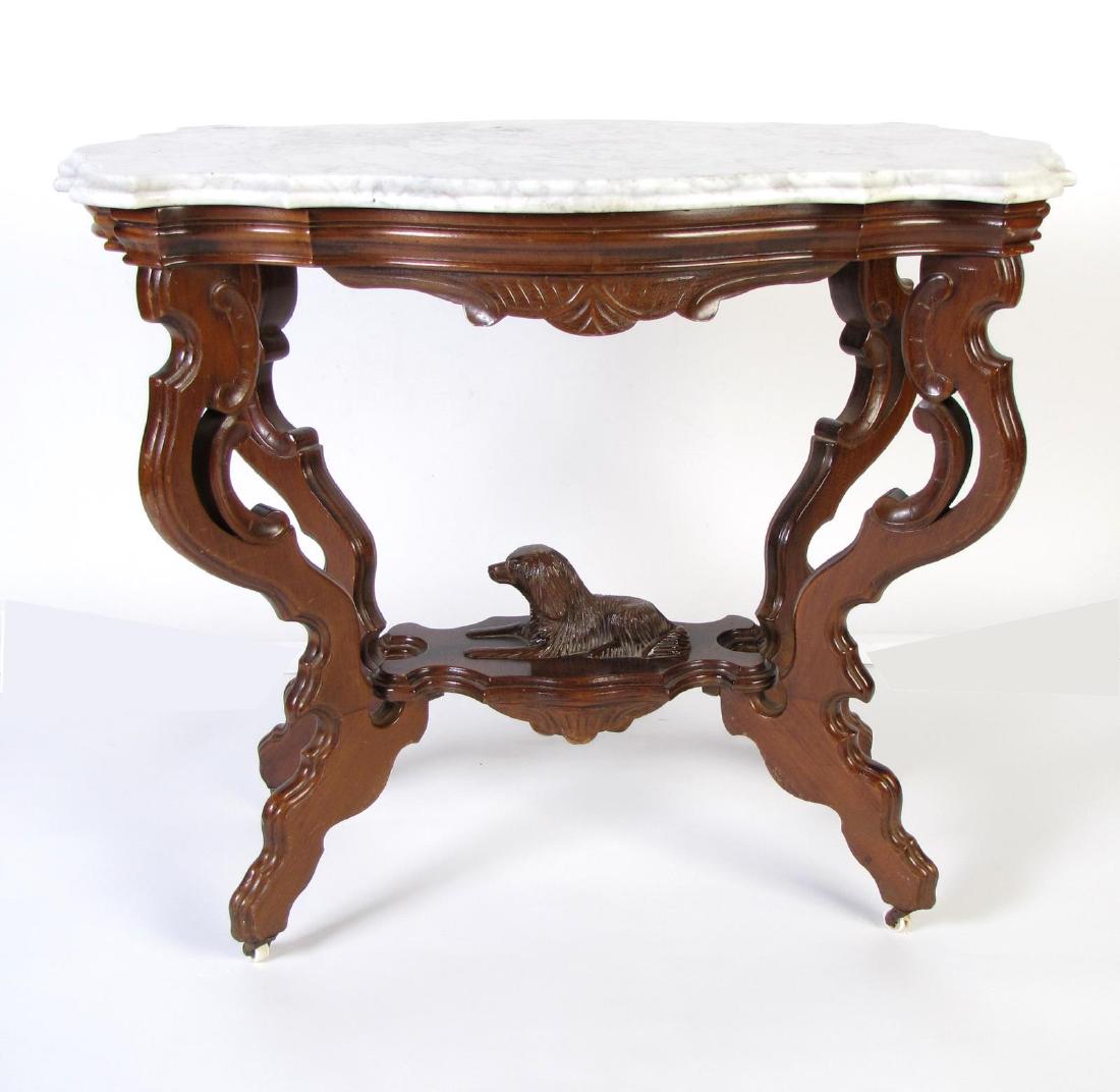 Victorian Marble Top Dog Finial Table (1 of 1)