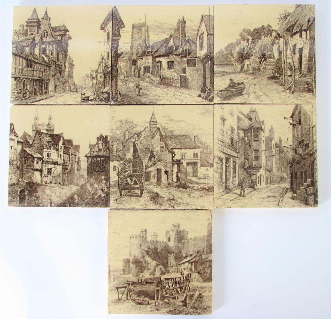 Set of Seven Minton Ceramic Pictorial Tiles (1 of 4)