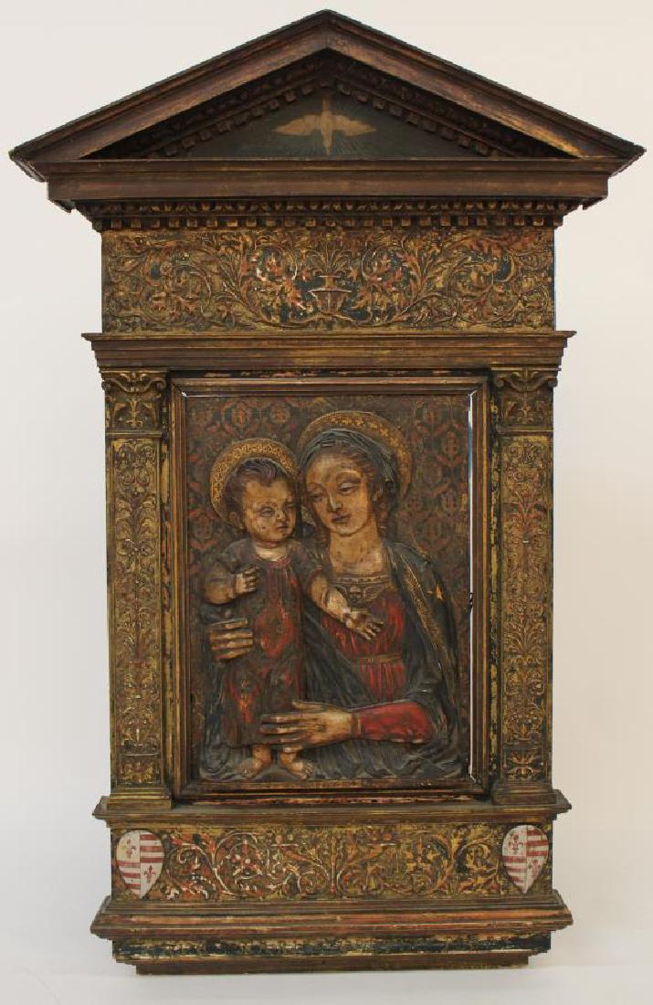 Large Antique Polychrome Religious Icon (1 of 3)