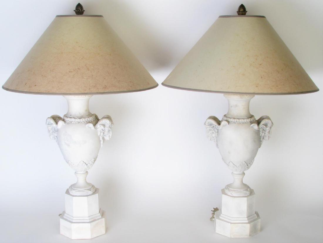 Pair of Pottery Rams Head Lamps (1 of 5)