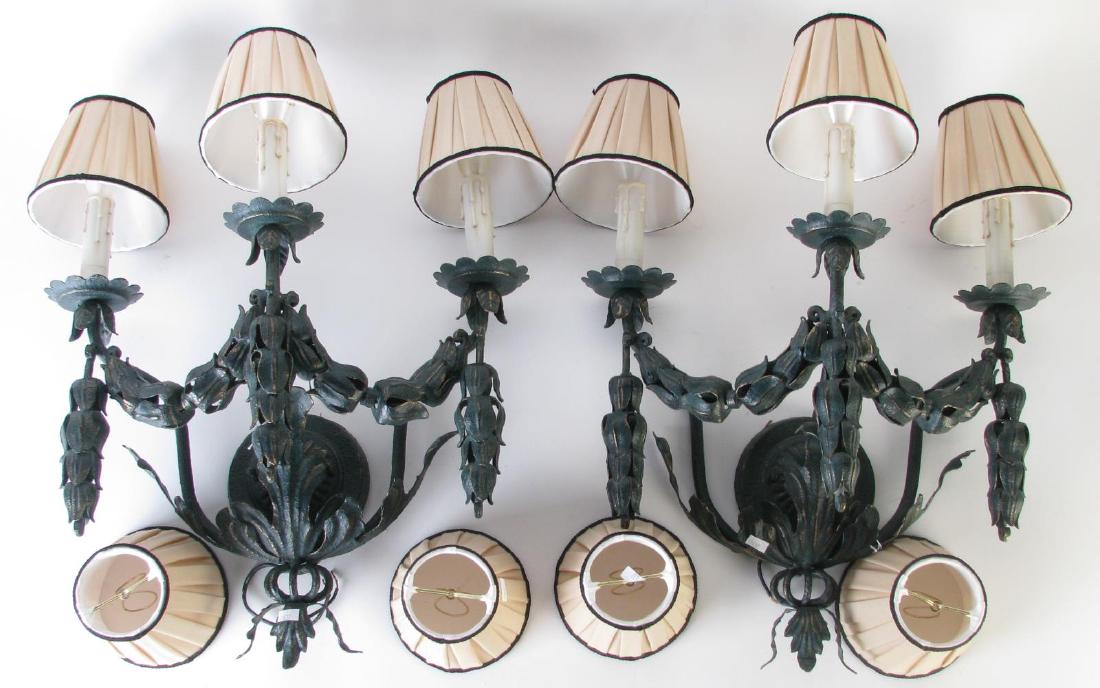 Pair of French Style 3-light Wall Candle Sconces (1 of 3)