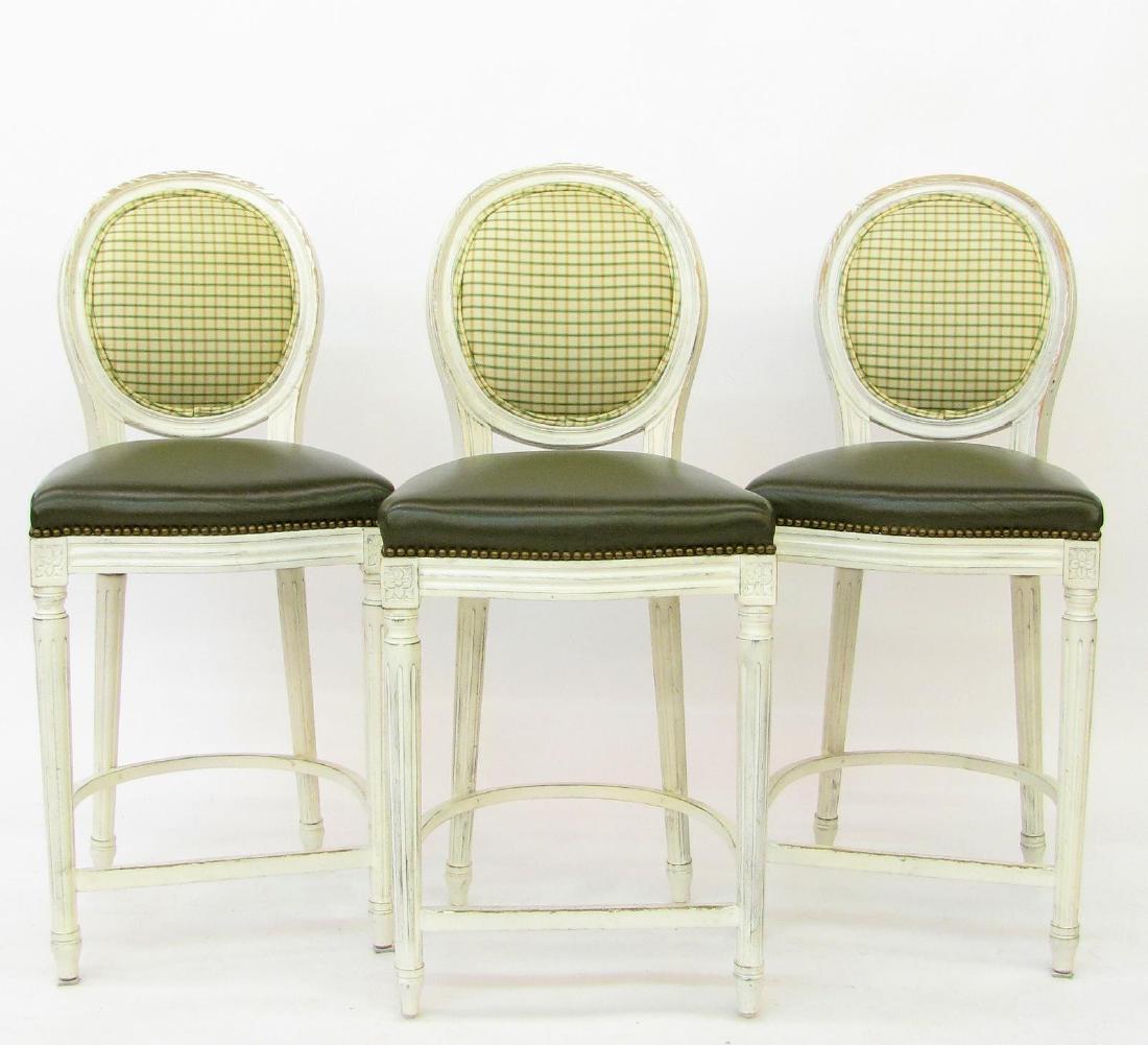 Three Counter Height Leather Stools (1 of 6)