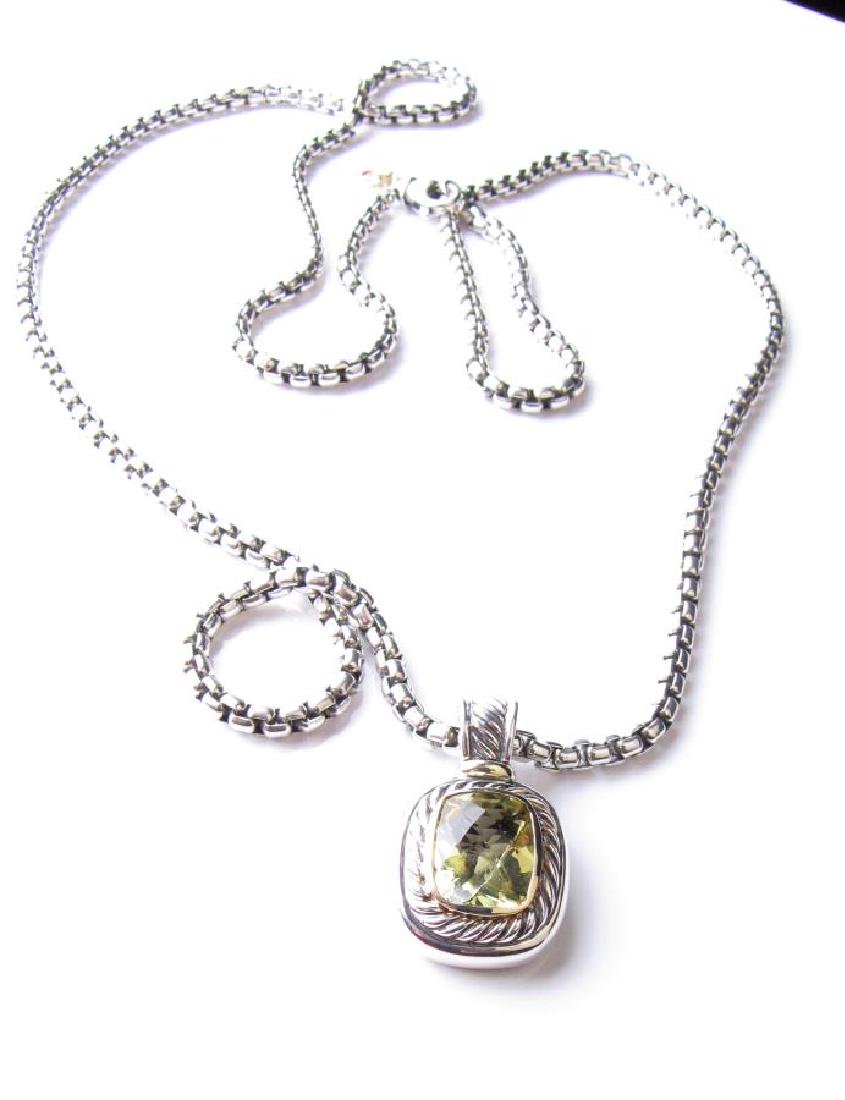 D. Yurman 14K/Sterling Lemon Quartz Pendant, Chain (1 of 2)
