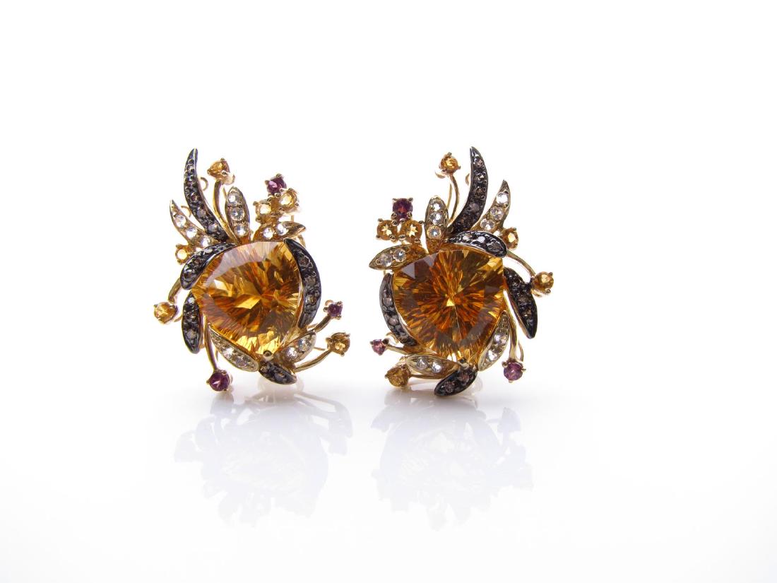 Pair of Levian 14K Citrine, Diamond Garnet Earring (1 of 3)