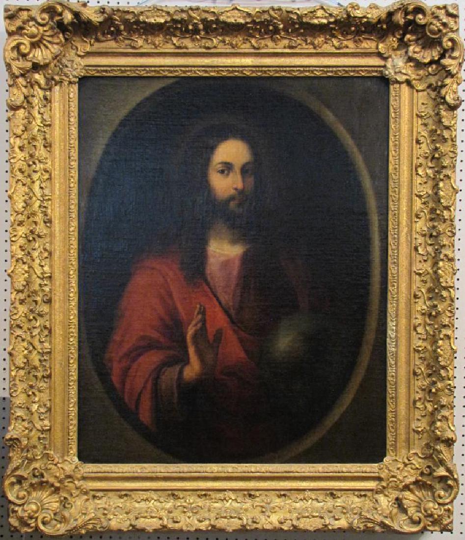 Juan De Valdes Leal 41x33.5 O/C Christ, the Savior: Juan De Valdes Leal (Spain, 1622-1690) 41x33.5 , O/C , unsigned , Christ, the Savior , Depicting: Jesus holding the world in his left hand Provenance: Letter from Frederik B Anthon, Restorer for the L
