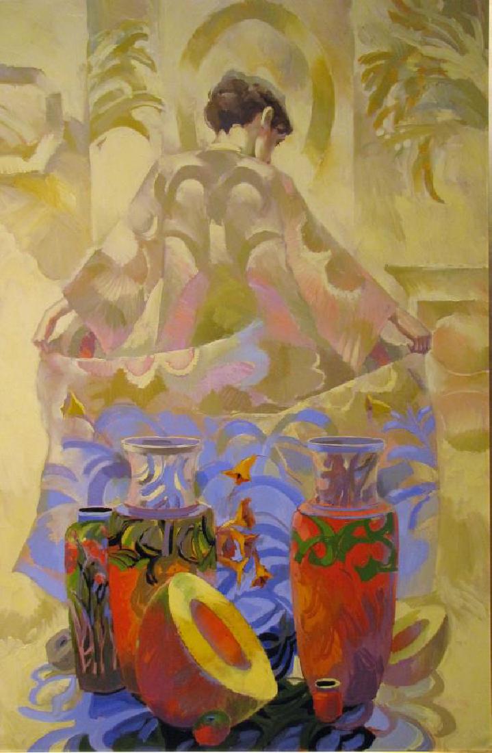 Keith Lindberg 72x48 O/C Woman, Pottery Jars (1 of 3)