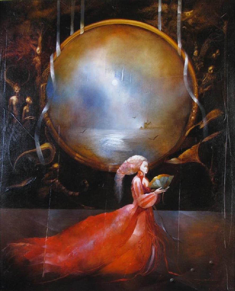Anne Bachelier 28x23 O/C Figure with Looking Glass (1 of 3)