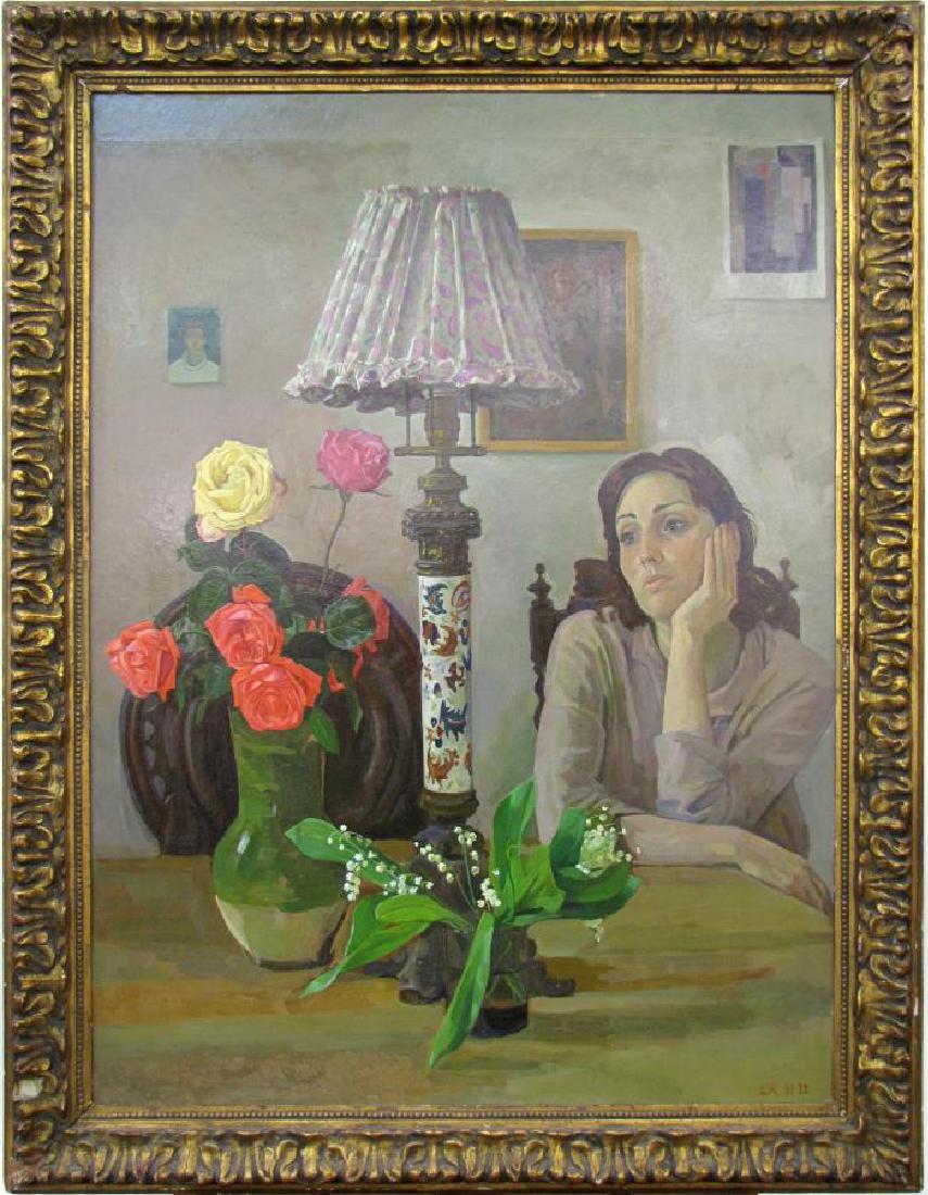 Dmitri Zhilinsky 33.25x24.75 O/B "At The Table" (1 of 7)