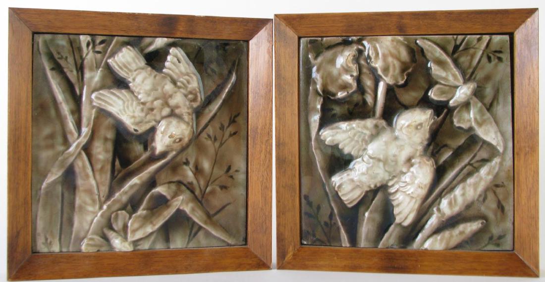 Two Framed American Encaustic Architectural Tiles (1 of 6)
