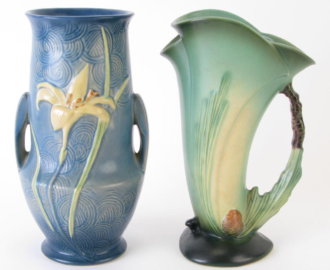 Roseville Zephyr Lily Vase and Pine Cone Pitcher (1 of 5)
