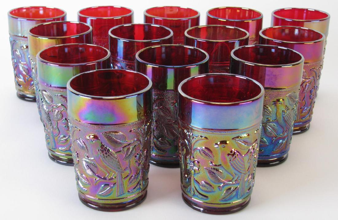 Set of Fourteen Fenton Red Robin Tumblers (1 of 3)