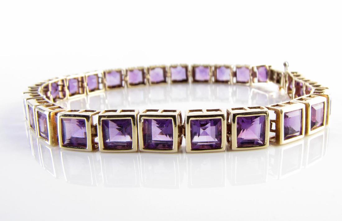 Yellow Gold and Amethyst Link Bracelet (1 of 1)