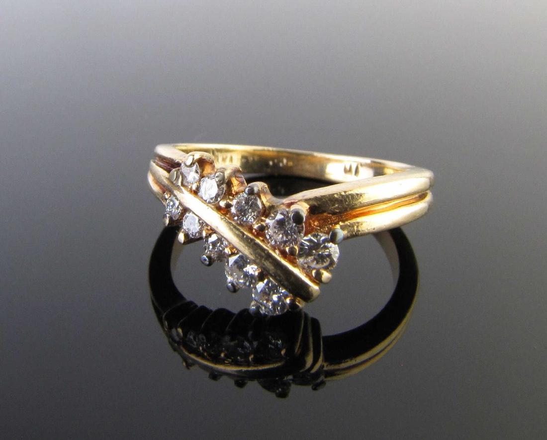 14K Yellow Gold Diamond Bypass Style Ring (1 of 2)