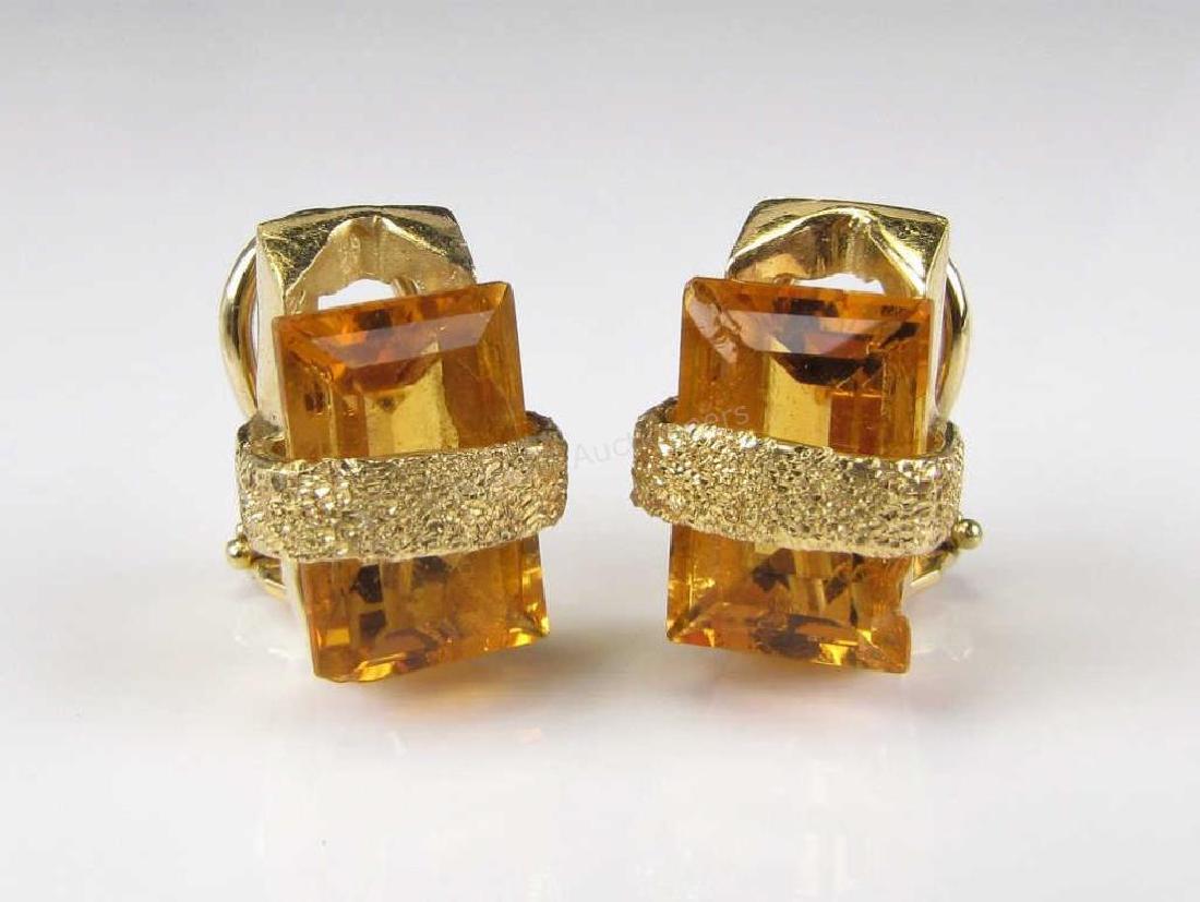 Pair of 18K Yellow Gold Citrine Earrings (1 of 2)