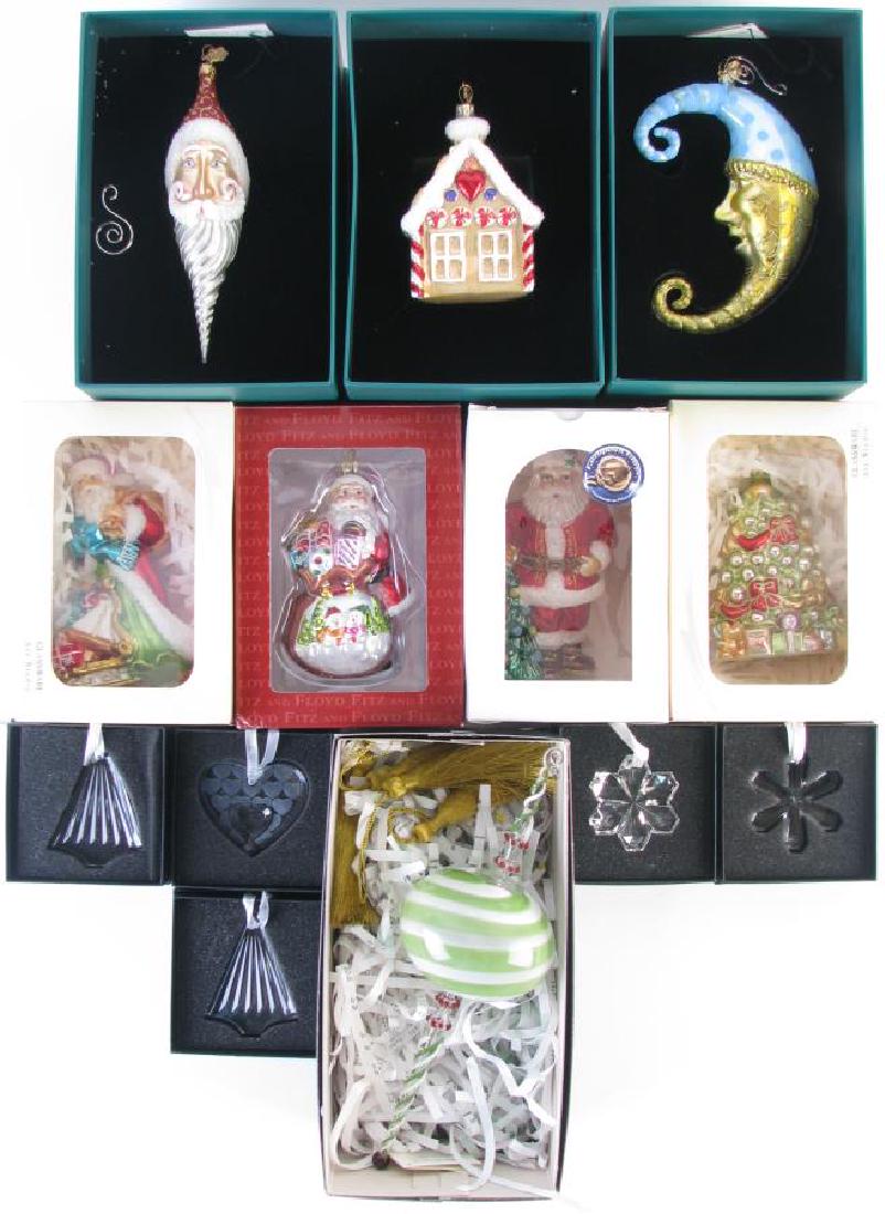 Collection of Fine Christmas Ornaments: Collection of Fine Christmas Ornaments, 13 total including: Reed & Barton; Orient & Flume; Royal Doulton; Glassware Art Studio; Fritz & Floyd and European Glass; all with boxes