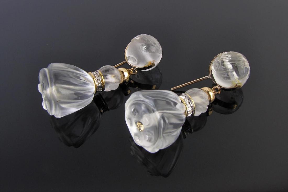 Pair of 14K Rock Crystal and Diamond Earrings (1 of 1)