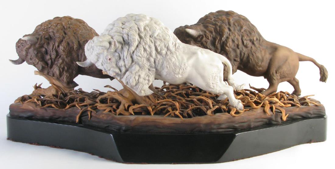 Cybis "Charging Buffaloes" Porcelain Grouping (1 of 7)