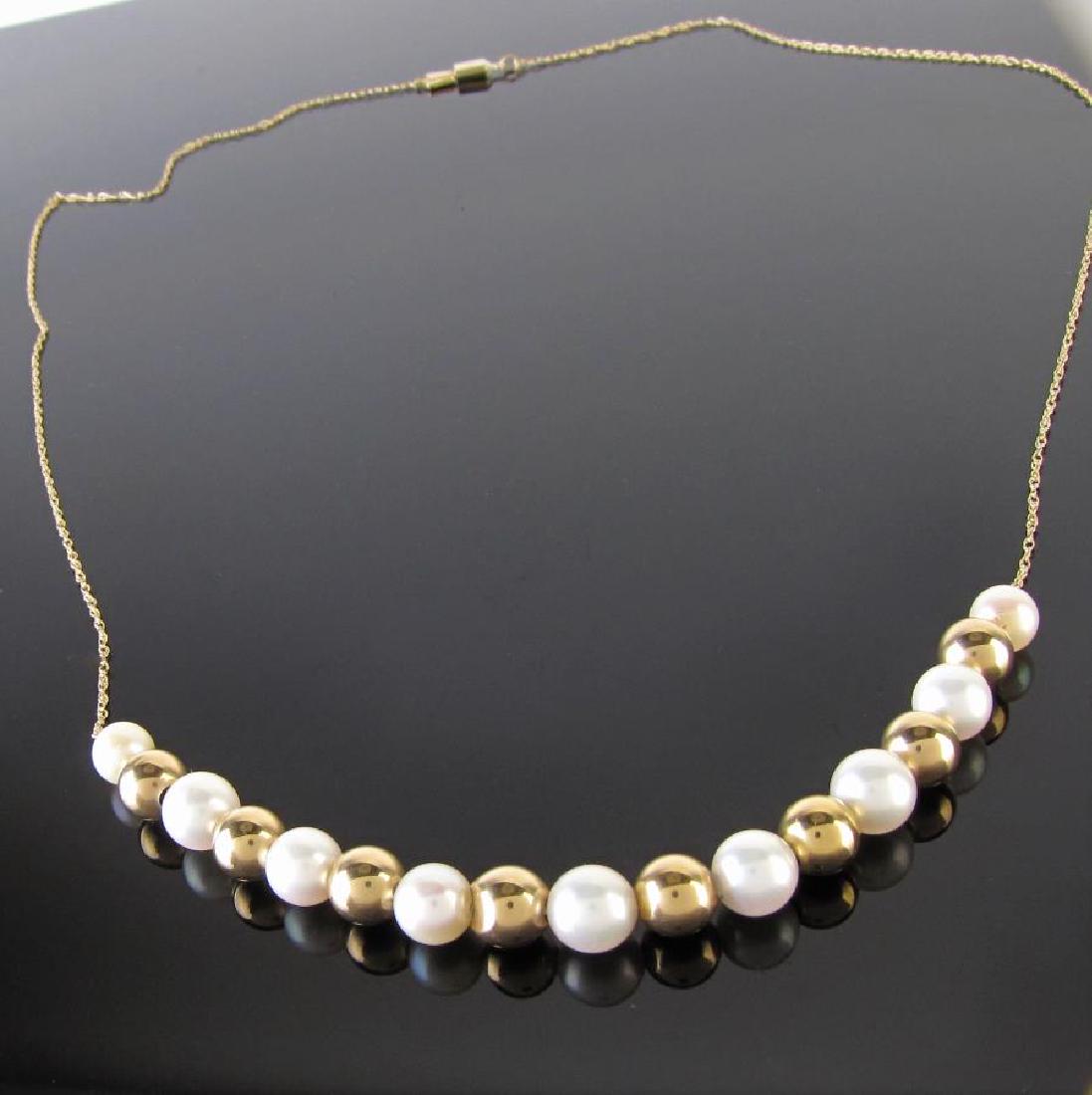 14K Yellow Gold Pearl and Bead Necklace (1 of 2)