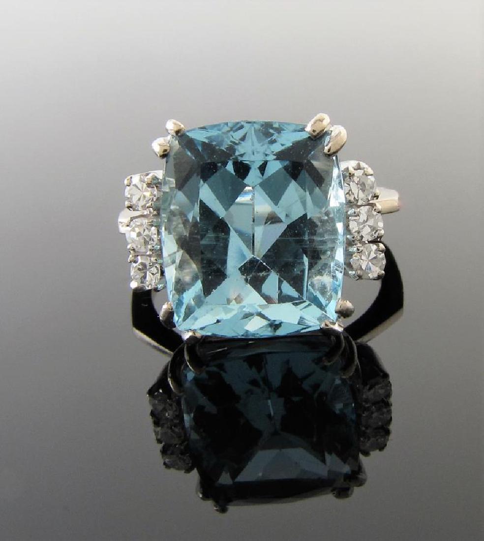 Vintage 14K White Gold Aquamarine and Diamond Ring (1 of 2)