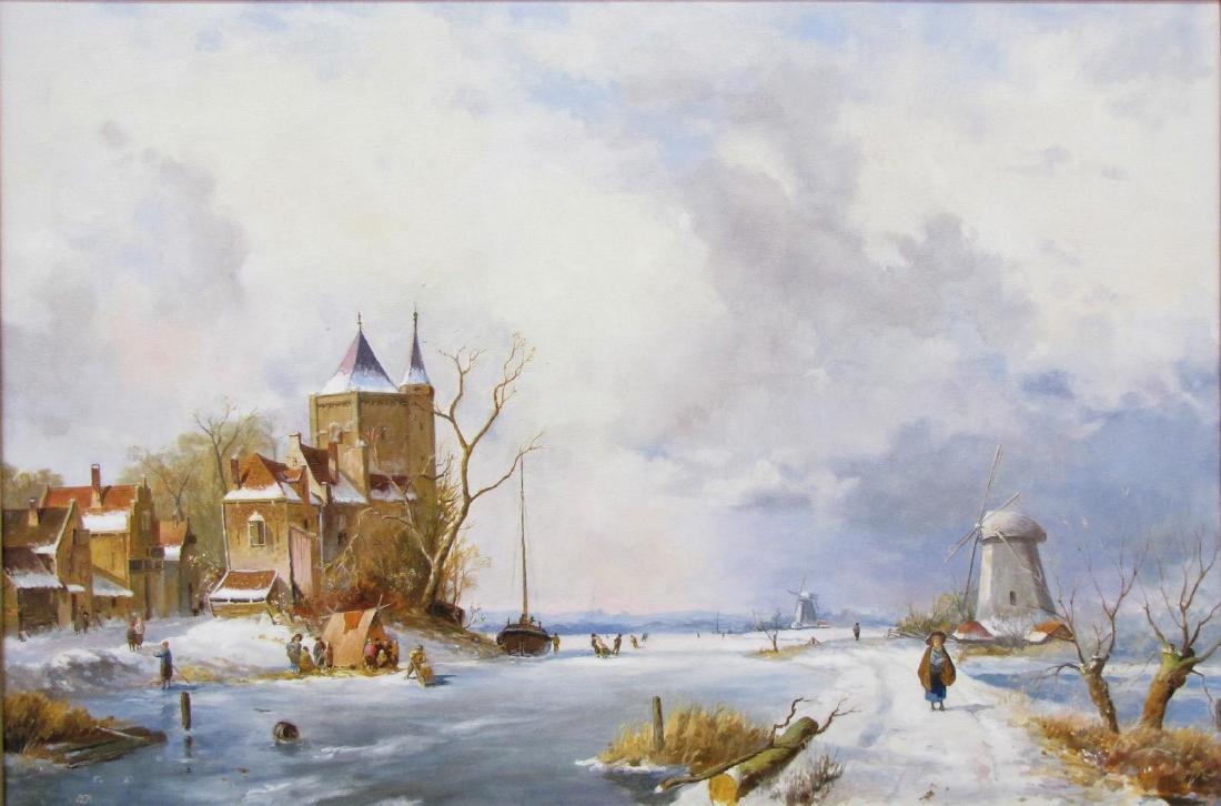 Don Russell 24x36 O/C Dutch Winter Scene (1 of 8)