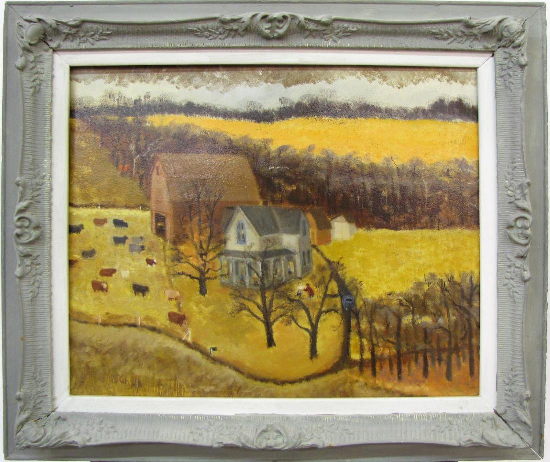 (2) Unsigned Primitive Oil Paintings (1 of 12)