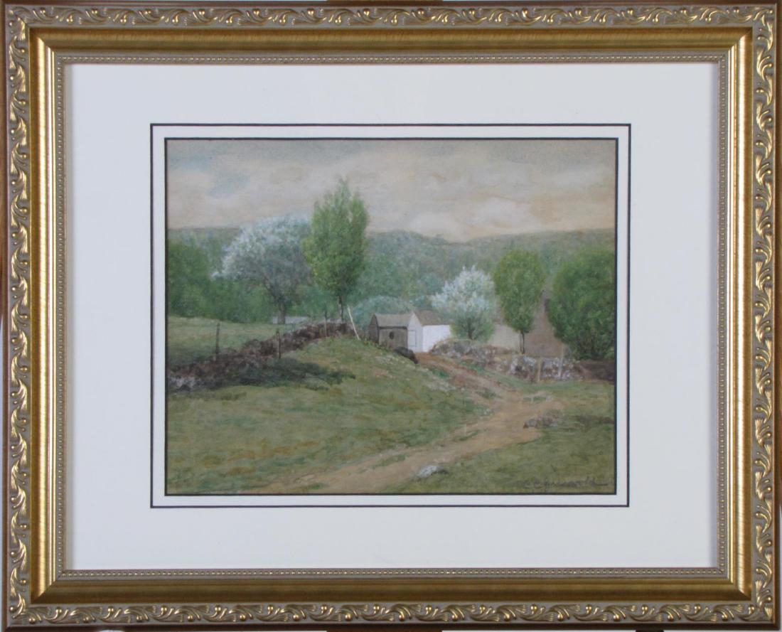 C.C. Griswold 8x10 WC Rural Farmstead: C.C. Griswold (U.S., 1834-1918) 8x10 , WC , SLR , Rural Farmstead , Depicting: Rural landscape Casimir Clayton Griswold, framed under glass, size as framed: 13x16