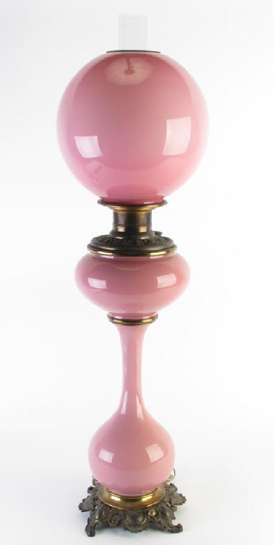 Victorian Pink Glass Table Lamp (1 of 3)