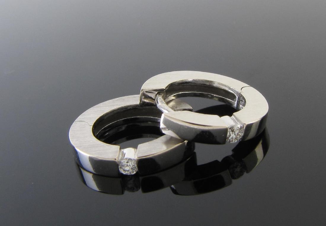 14K White Gold Diamond Huggie Earrings (1 of 1)
