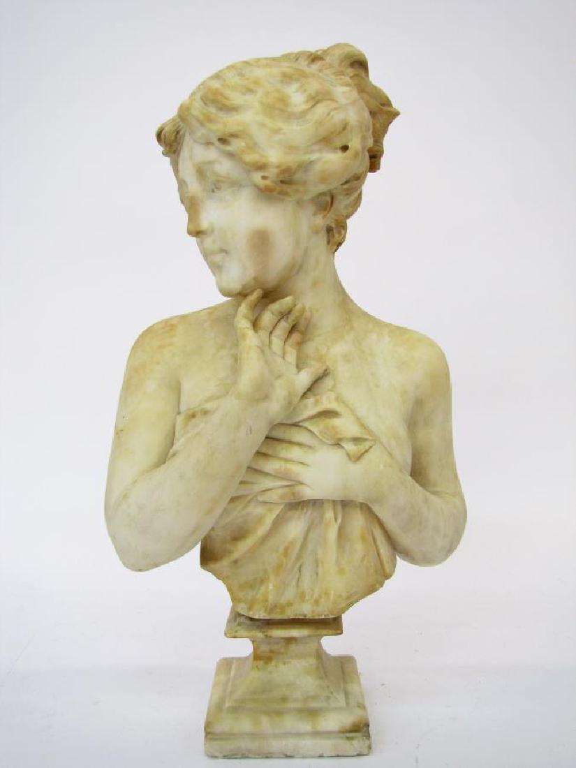 Antique Alabaster Bust of Woman, Cipriani (1 of 8)
