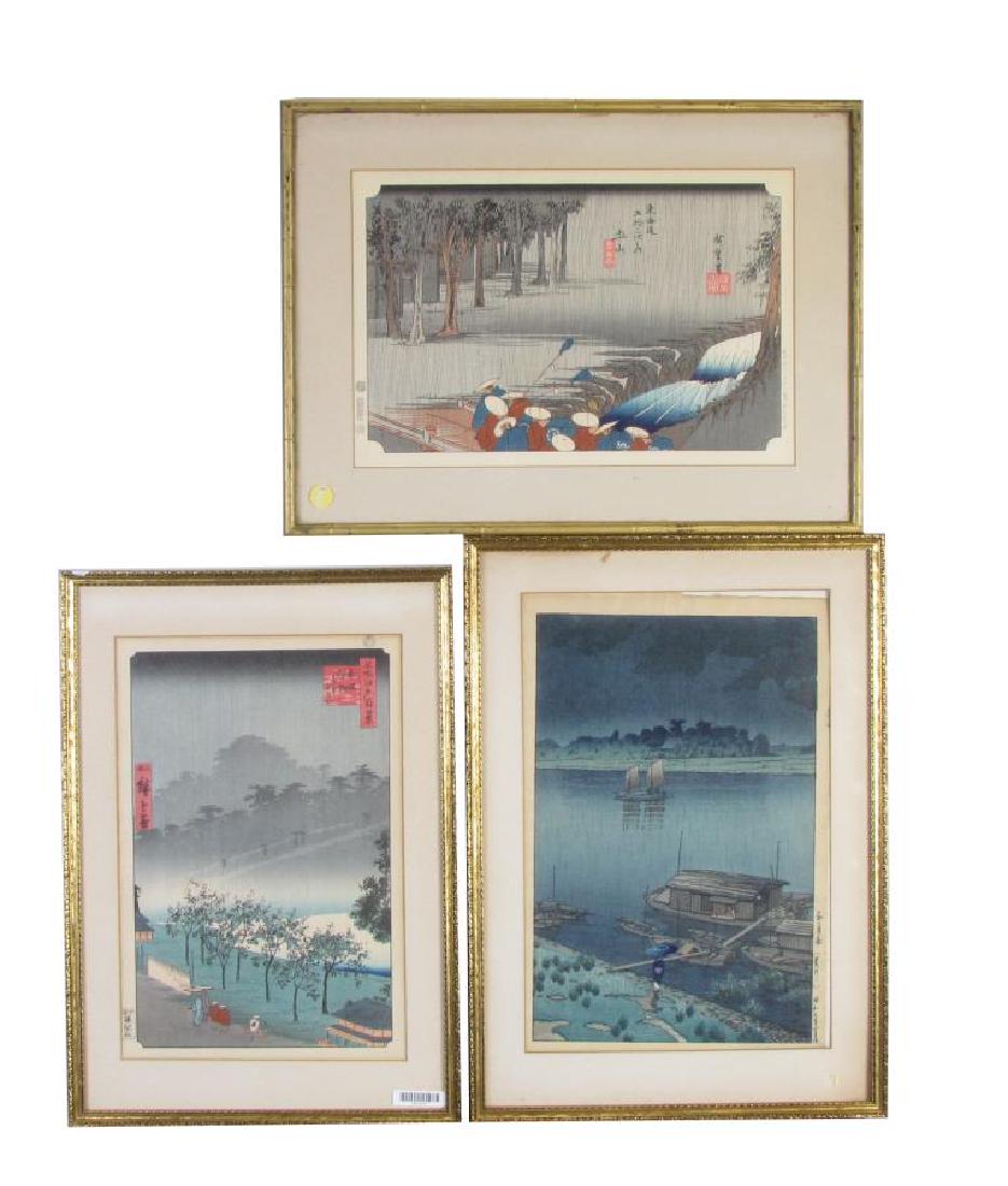 Three Antique Japanese Woodblock Prints (1 of 13)