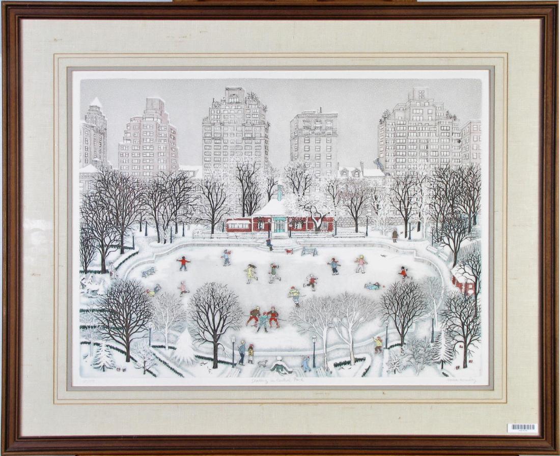 Cuca Romley Lithograph, "Skating in Central Park" (1 of 5)