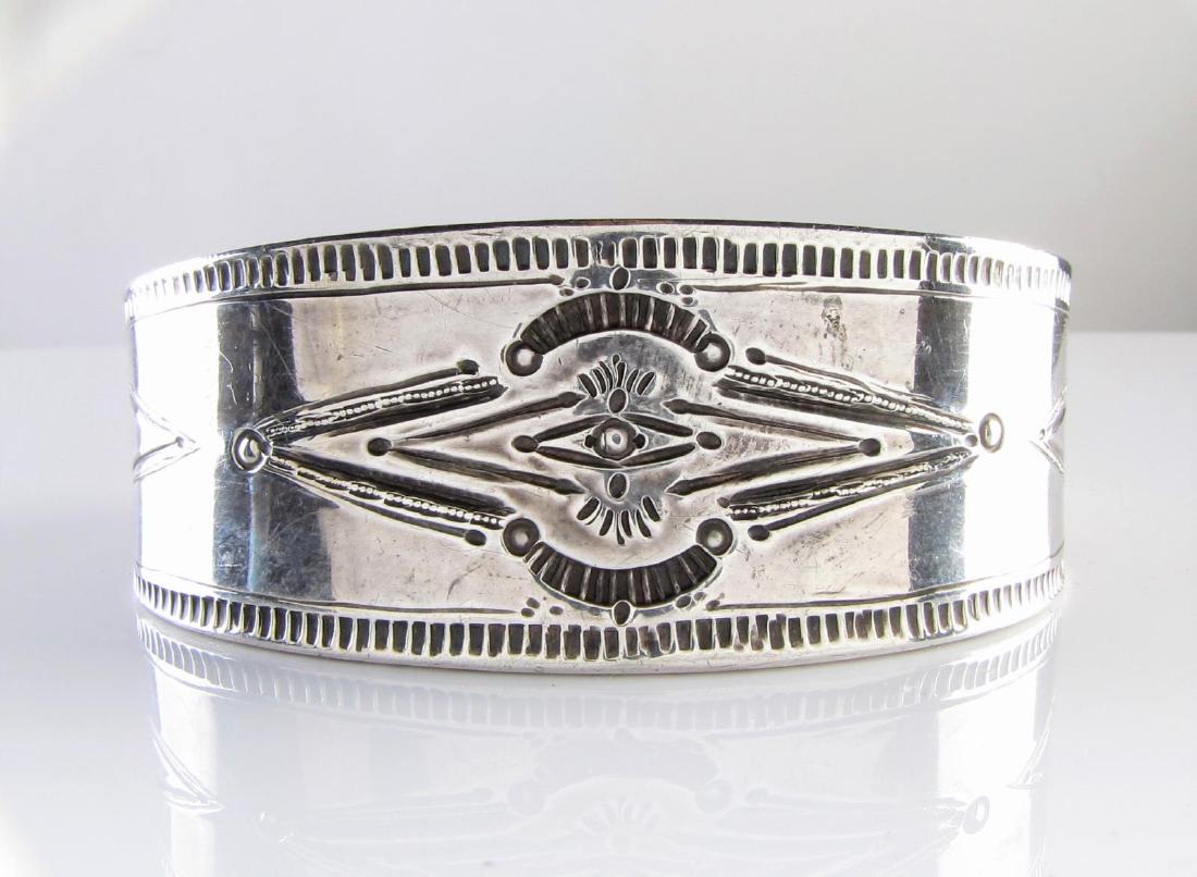 A Heavy Sterling Silver Etched Cuff (1 of 2)