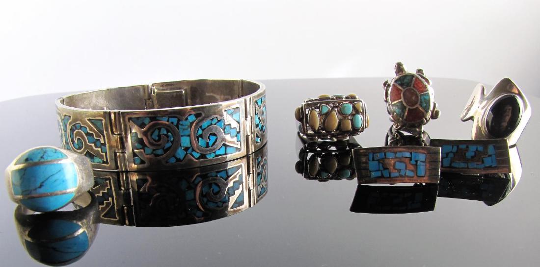 Six Southwest Silver Jewelry Items, Taxco (1 of 7)