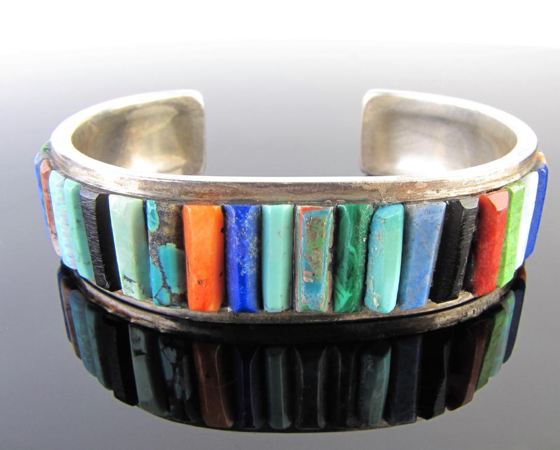 Sterling Silver Multi-Stone Zuni Inlay Bracelet (1 of 3)