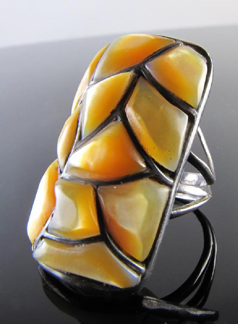 Howard Begay, Sterling, Gold M-O-P Ring (1 of 3)