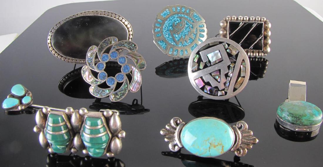 Nine Southwest Pins, Brooches, Slide; Taxco (1 of 1)