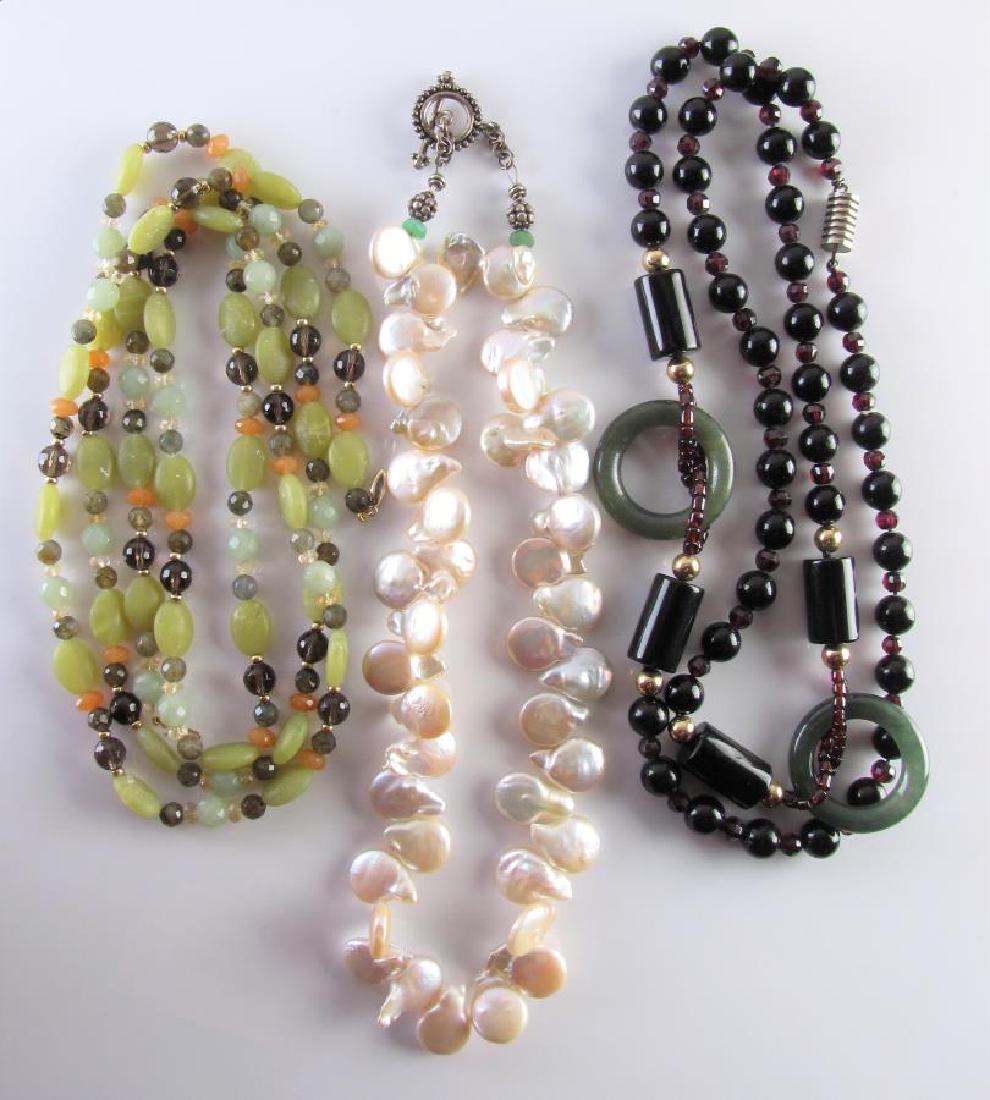 Three Pearl, Jade and Bead Necklaces (1 of 5)