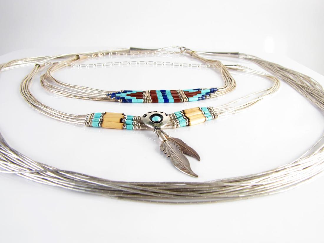 Three Multi-Strand Silver and Stone Bead Necklaces (1 of 4)