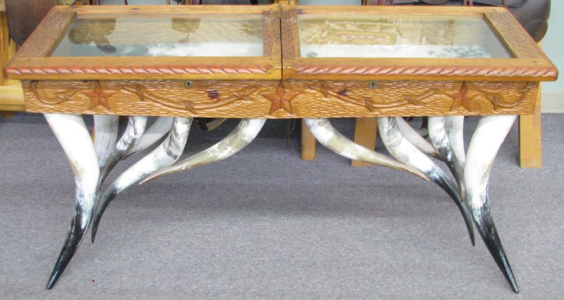 Custom Steer Horn Double Vitrine (1 of 5)