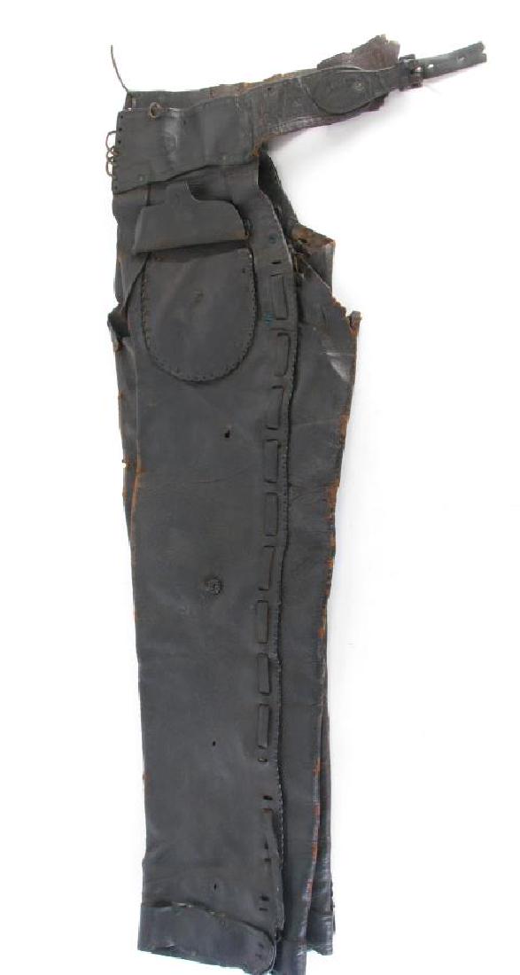 Antique S.C. Gallup Western Leather Shotgun Chaps (1 of 4)