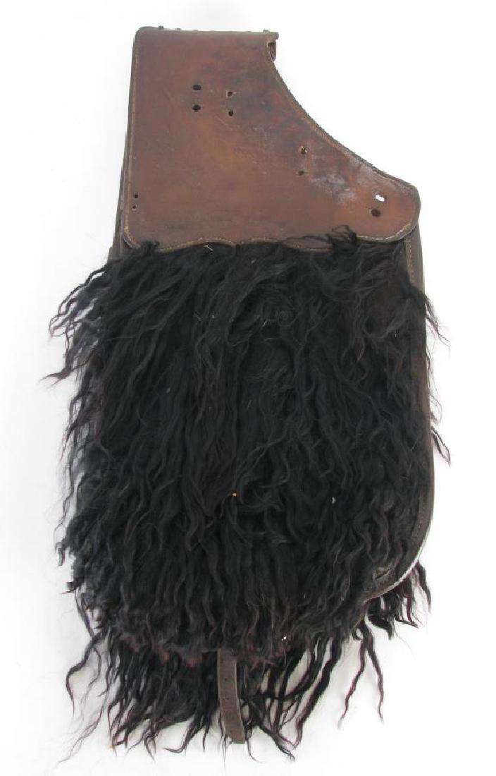 Pair of Leather and Angora Western Saddle Bags (1 of 3)